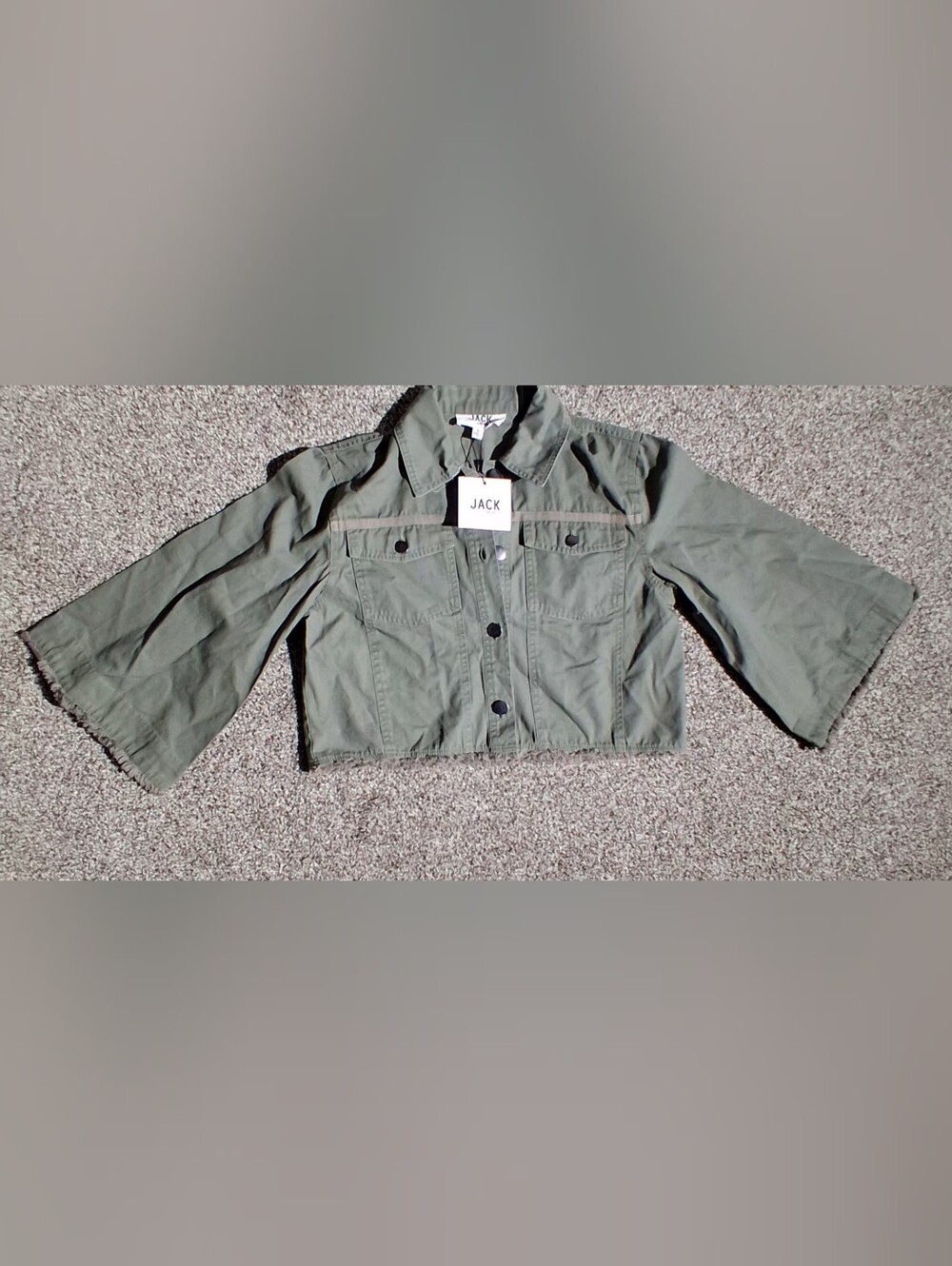 Jack by BB Dakota Cropped Olive Green Utility Jean Jacket